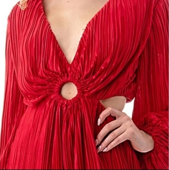 NEW Red Pleated Cut Out Jumpsuit Small - Picture 5 of 6